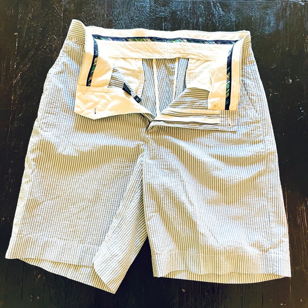 Sz 32 Ralph Lauren Polo Cotton Shorts Blue Striped Polo Classic Fit 9” Drop